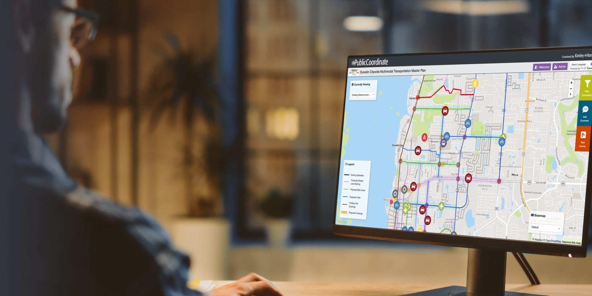 computer with map displayed
